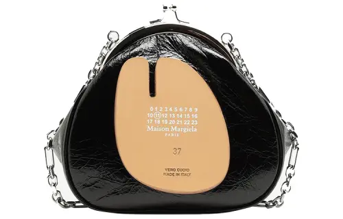 Maison Margiela Tabi Cow Leather Chain Coin Purse, Crossbody Bag, Shoulder Bag Women's Black
