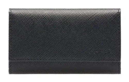 PRADA Saffiano Calfskin Key Pouch Unisex Black