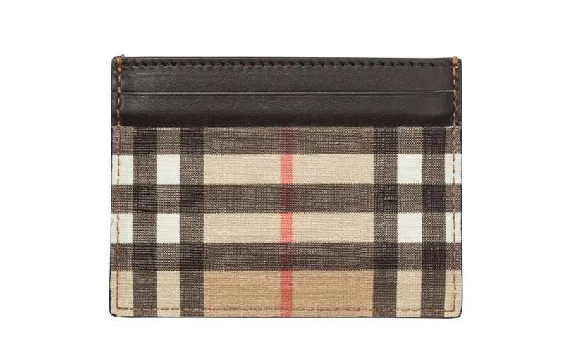 Burberry Cotton With PU Polyurethane Wallet Card Holder Unisex Light Umber/Khaki