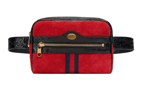 GUCCI Ophidia Patent Leather Binding Shoulder Bag, Crossbody Bag, Sling Bag, Fanny Pack Small Unisex Red & Black