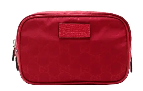 GUCCI Nylon Canvas Toiletry Bag Canvas Bag Makeup Bag Clutch Small Unisex Red