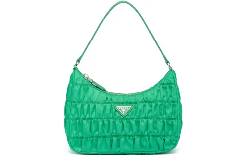 PRADA Saffiano Without Strap Nylon Leather Handbag Mini Women's Green