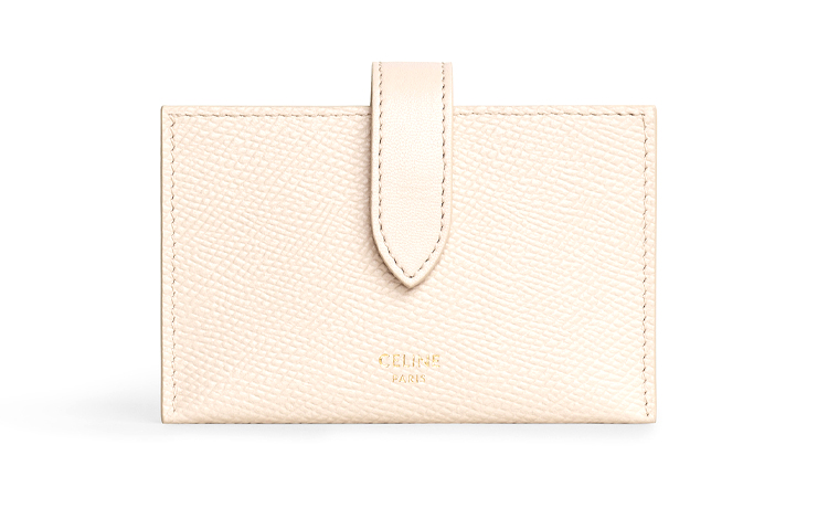 CELINE Minimalist Fashion Grain Cow Leather Accordion Pleat Card Bag Women's Light Pink