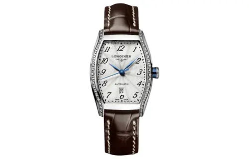 LONGINES Mechanical mechanism, swiss watch stainless steel, women's watch, dial, case, watch strap, Switzerland, 30.6mm, crocodile