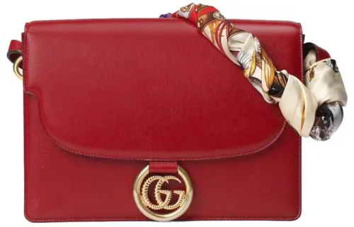 GUCCI Leather Shoulder Bag, Handbag Medium Women's Red