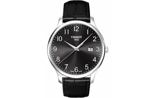 TISSOT Junya Collection Quartz Movement Men's Watch 42mm Black Dial Stainless Steel Case Leather Strap