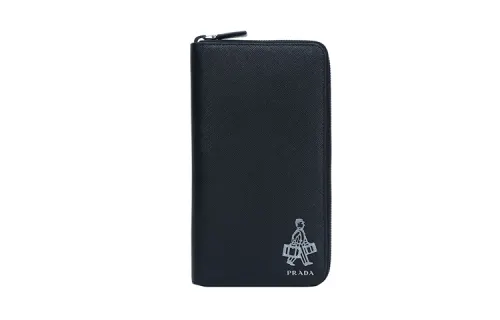 PRADA Cow Leather Wallet Unisex Black