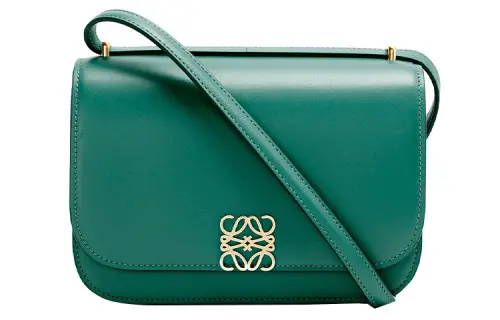 LOEWE Goya Magnetic Closure Smooth Cow Leather Shoulder Bag, Crossbody Bag Small Women's Green