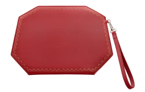 CARTIER Guirlande Zip Closure Cow Leather Clutch Medium Women's Red
