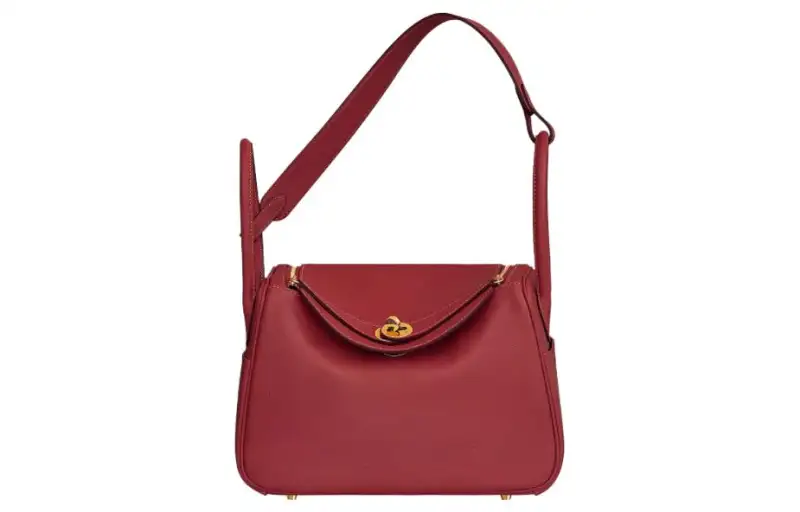 HERMES Lindy Evercolor Calfskin Handbag 26 Women's K1 ROUGE GRENADE Garnet Red