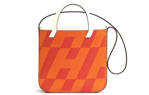 HERMES Cabas H Canvas With Swift Calfskin Handbag, Shoulder Bag, Crossbody Bag Women's