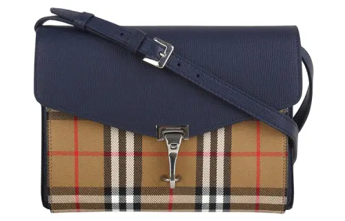 Burberry Canvas With Leather Messenger Bag, Shoulder Bag, Crossbody Bag Regular Women's Blue