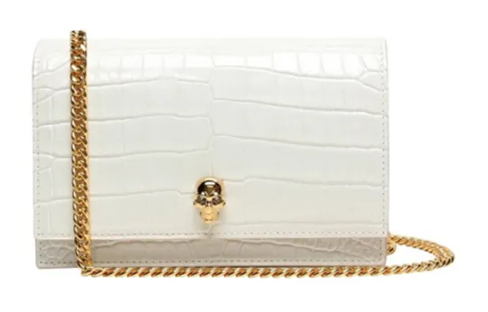 Alexander McQueen Cow Leather Crossbody Bag, Shoulder Bag Small Women's White