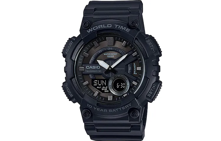 CASIO YOUTH Analog Digital Display Little Black Warrior Quartz Movement Resin Strap Watch
