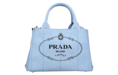 PRADA Cow Leather One Shoulder Handbag Women's Blue