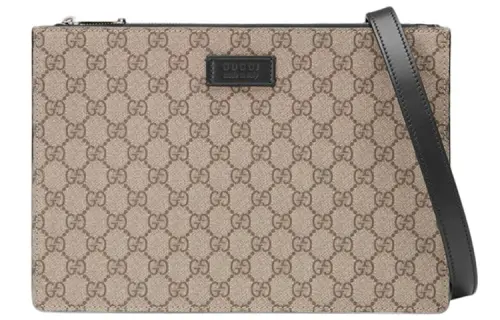 GUCCI Canvas With Leather Clutch, Shoulder Bag, Crossbody Bag Unisex Ebony/Black