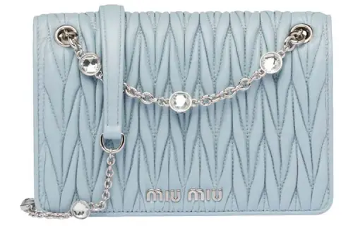MIU MIU Magnetic Closure Sheepskin Crossbody Bag, Shoulder Bag Women's Blue