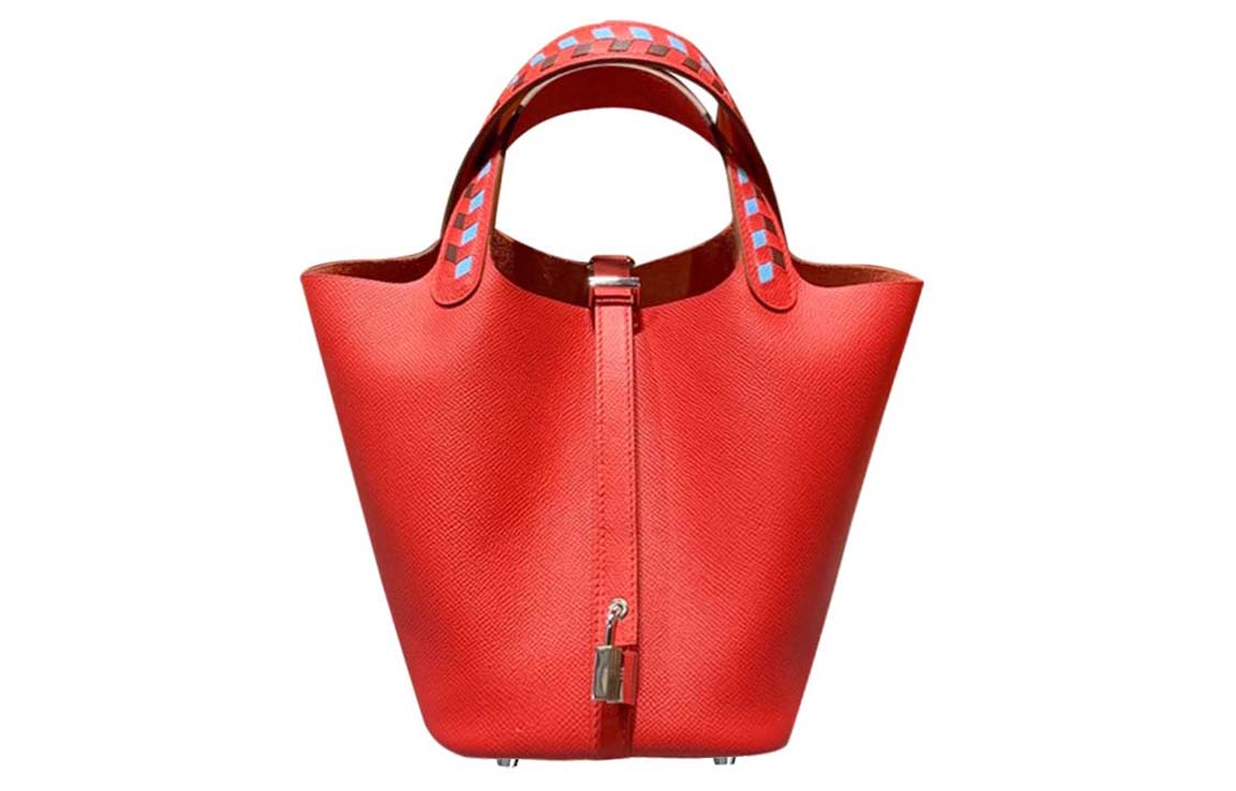 HERMES Picotin Lock Epsom Leather Basket Bag, Bucket Bag, Handbag 22 Women's S3 Rouge De Coeur Heart Red