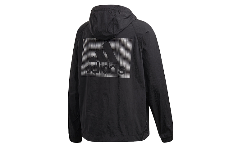 Мужская куртка adidas Logo Hooded Jacket (черная) — фото 2