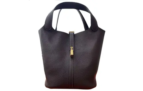 HERMES Picotin Lock Barenia Faubourg Calfskin Basket Bag, Bucket Bag, Handbag 22 Women's 46 Ebene Ebony