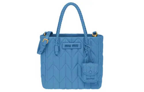 MIU MIU Soft Sheep Leather One Shoulder Handbag Women's Sea Blue