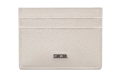 DIOR Grained Calfskin Card Holder Card Holder Women's Ecru