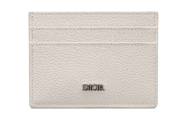 DIOR Grained Calfskin Card Holder Card Holder Women's Ecru