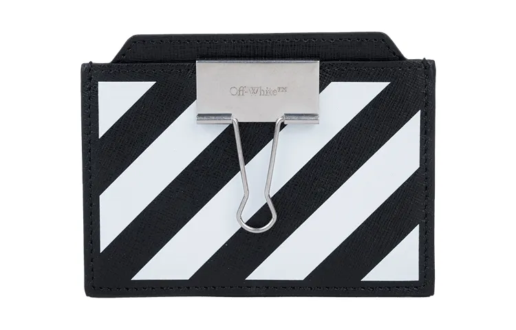 OFF WHITE Money Holder Binder Small Cc Black/White