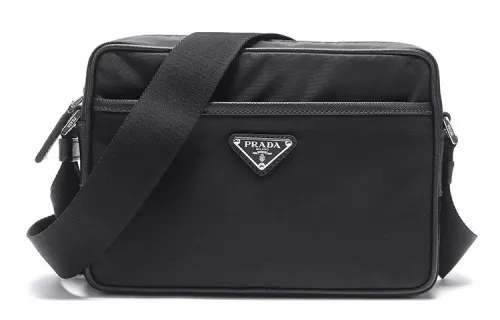 PRADA Fabric Messenger Bag, Shoulder Bag, Crossbody Bag Men's Black