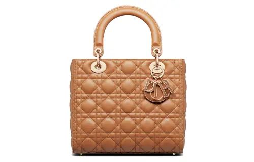 DIOR Lady Dior Sheepskin Wicker Pattern Handbag, Shoulder Bag, Crossbody Bag Medium Women's Amber