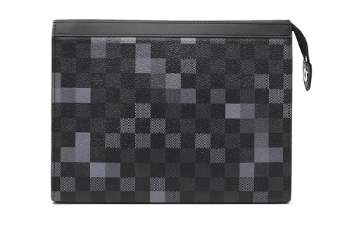 LOUIS VUITTON Pochette Voyage Leather Toiletry Bag Clutch Medium Men's Gray Black
