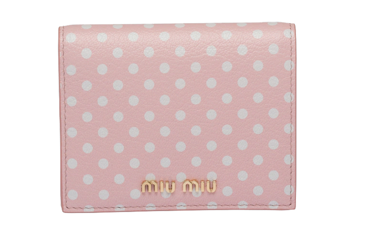 MIU MIU Madras Leather Wallet Women's Pink