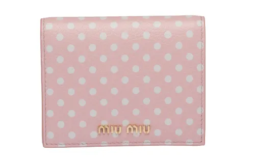 MIU MIU Madras Leather Wallet Women's Pink