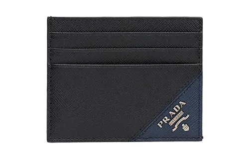PRADA Saffiano Cow Leather Card Holder Card Holder Men's Black