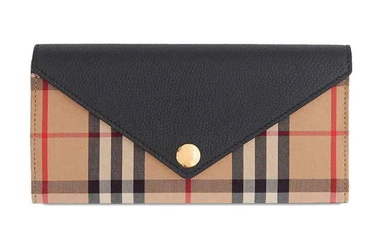 Burberry Polyamide Envelope Bag Wallet Women's Black/Yellow Brown