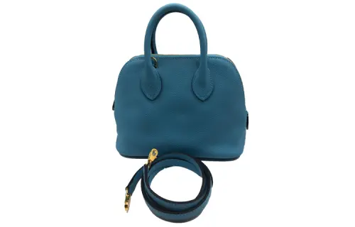 HERMES Calfskin Bowling Bag, Handbag, Shoulder Bag Women's P3 Bleu Du Nord Northern Blue