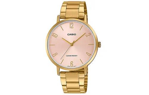 CASIO Casio, quartz watch strap stainless steel, women's watch, fuchsia dial, quartz mechanism, Japanese and Korean
