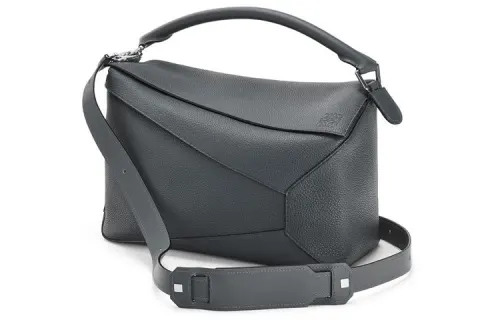LOEWE Puzzle Grain Calfskin Puzzle Bag, Geometric Bag, Portable Crossbody Bag, Shoulder Bag Large Women's Smoke Gray