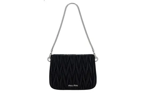 MIU MIU Nappa Leather Handbag Women's Black