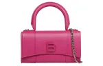 Balenciaga Hourglass Cow Leather Handbag, Shoulder Bag Mini Women's Pink
