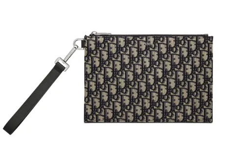 DIOR Grained Calfskin Clutch Regular Men's Beige/Black