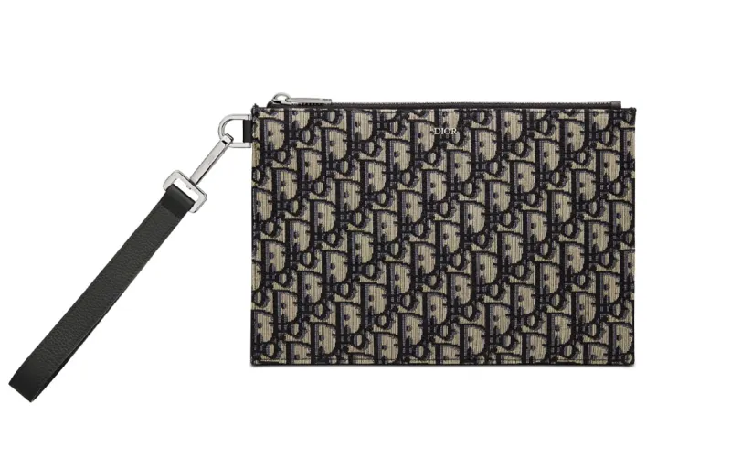 DIOR Grained Calfskin Clutch Regular Men's Beige/Black