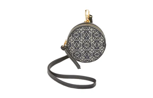 LOEWE Calfskin Fanny Pack, Halter Bag Coin Purse Women's Marine Blue/Black