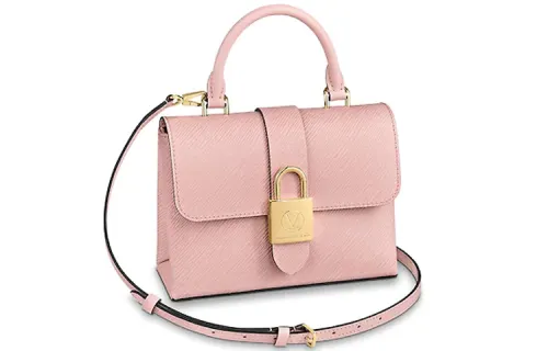 LOUIS VUITTON Locky Cow Leather Lockable Clutch Handbag Women's Pink