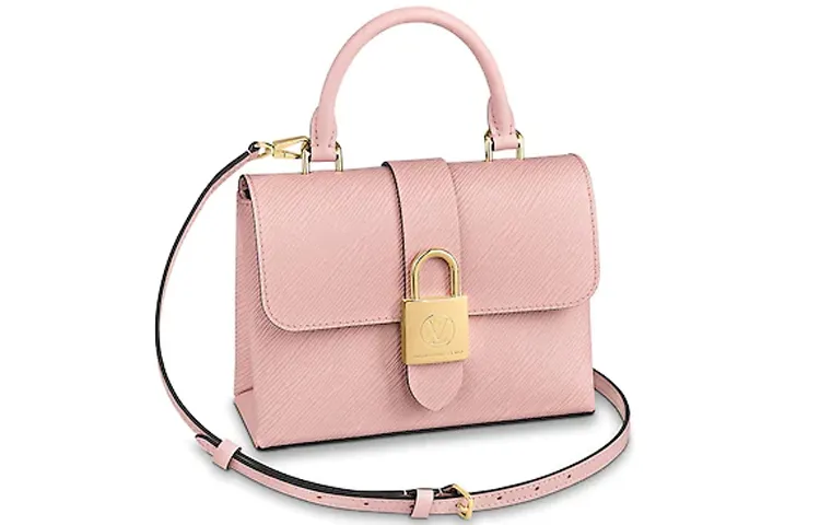 LOUIS VUITTON Locky Cow Leather Lockable Clutch Handbag Women's Pink