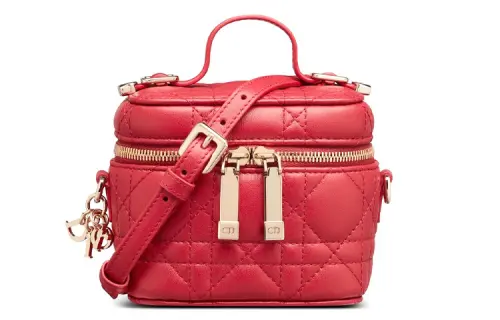DIOR Lady Dior Lambskin Box Bag, Shoulder Bag, Crossbody Bag, Handbag, Makeup Bag Women's Furong Red
