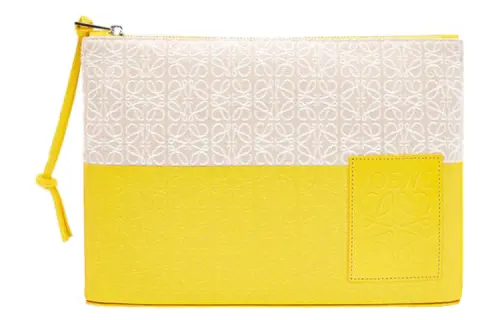 LOEWE Anagram Embossed Cow Leather Clutch Women's Lemon