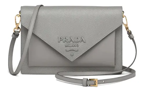 PRADA Saffiano Leather Handbag Women's Gray