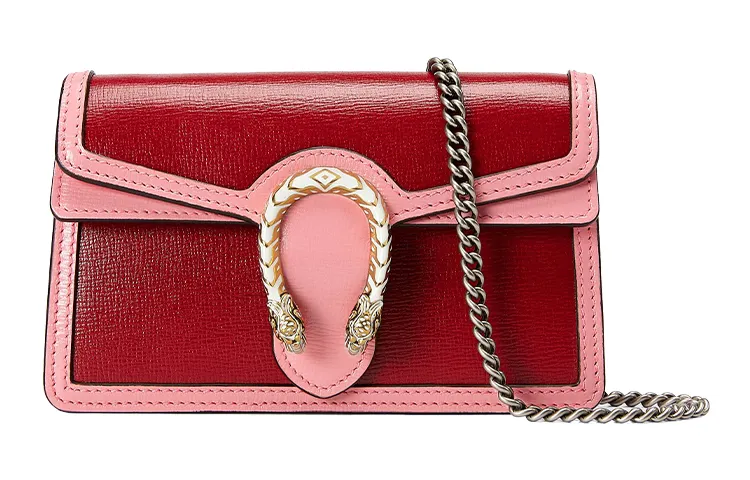 GUCCI Dionysus Leather Crossbody Bag, Shoulder Bag Women's Red & Pink
