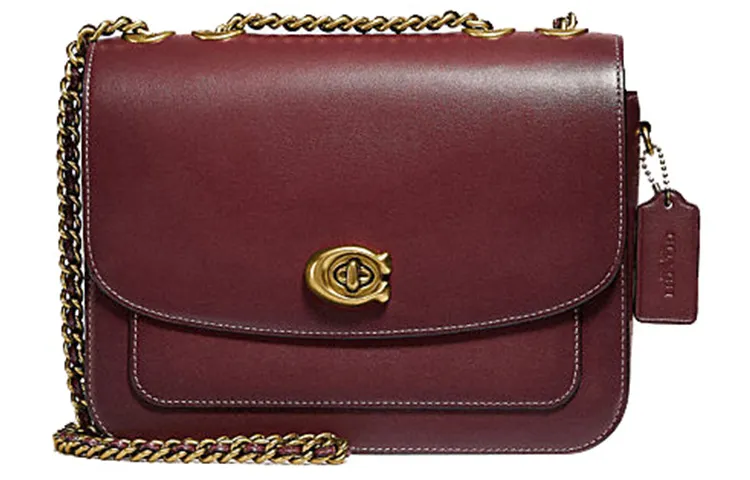 COACH Madison Leather Small Square Bag, Crossbody Bag, Shoulder Bag Women's Burgundy